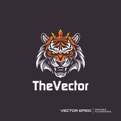 Fototapeta premium Tiger king mascot, vector, logo, character, cartoon, illustration, eps10