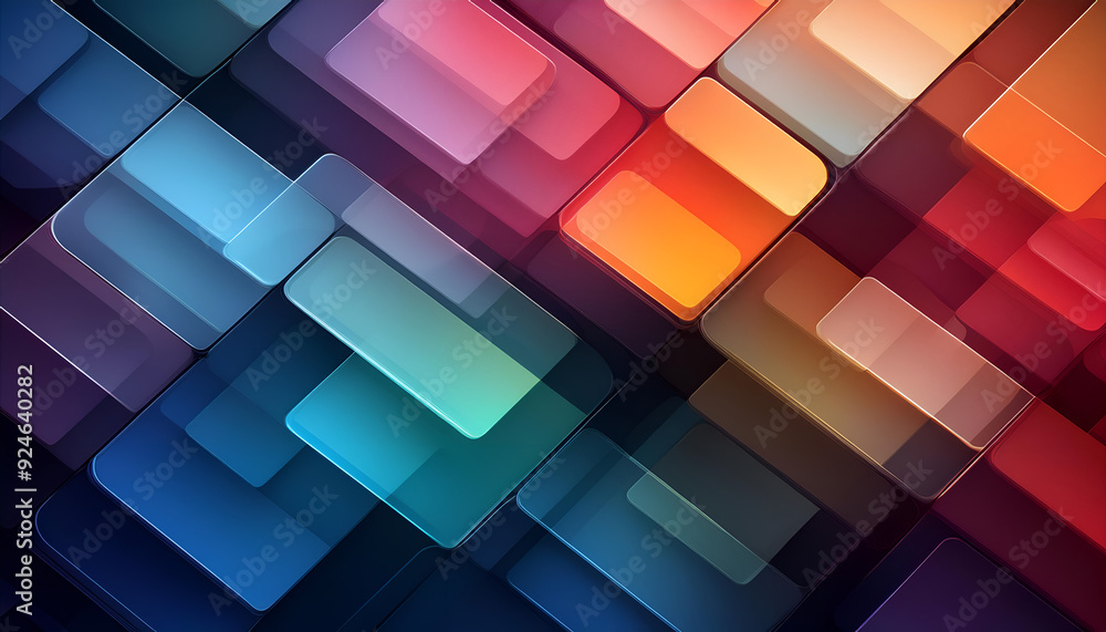 Poster colorful geometric shapes overlapping in a modern abstract design