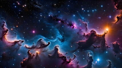 Obraz premium Colorful Nebula and Stars in Deep Space