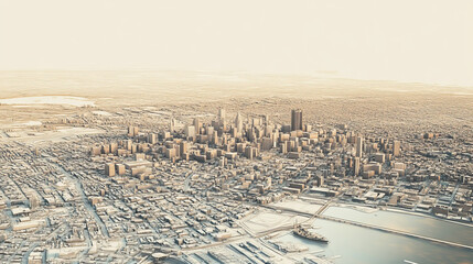 Technical aerial visual, 3D LiDAR GIS aerial map satellite scan model isolated, showing Baltimore, USA. Elevation, topography, render