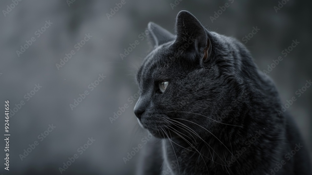 Canvas Prints Close-up view of a black cat's face, showcasing its bright green eyes