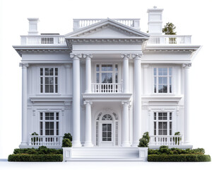 Fototapeta premium 3d generated white unique building mockup, isolated white background.