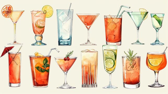 A series of Sunset Drink Sketches workshops, drawing inspiration from the colors of cocktails