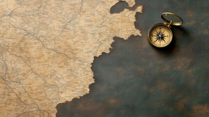 Exploring the world with a compass on a detailed travel map adorned with colorful pins marking adventures