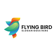 Vector flying bird gradient colorful logo