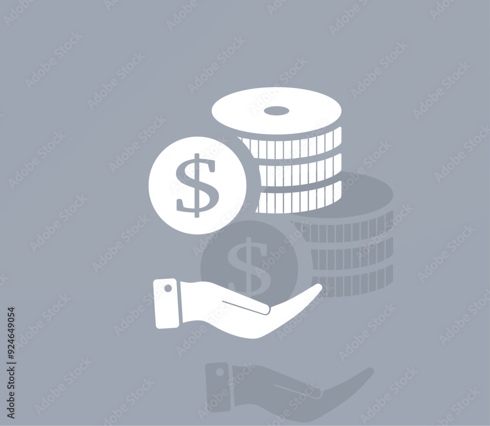 Poster vector ion of white color with shadow on gray background