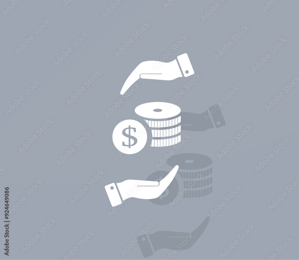 Poster vector ion of white color with shadow on gray background