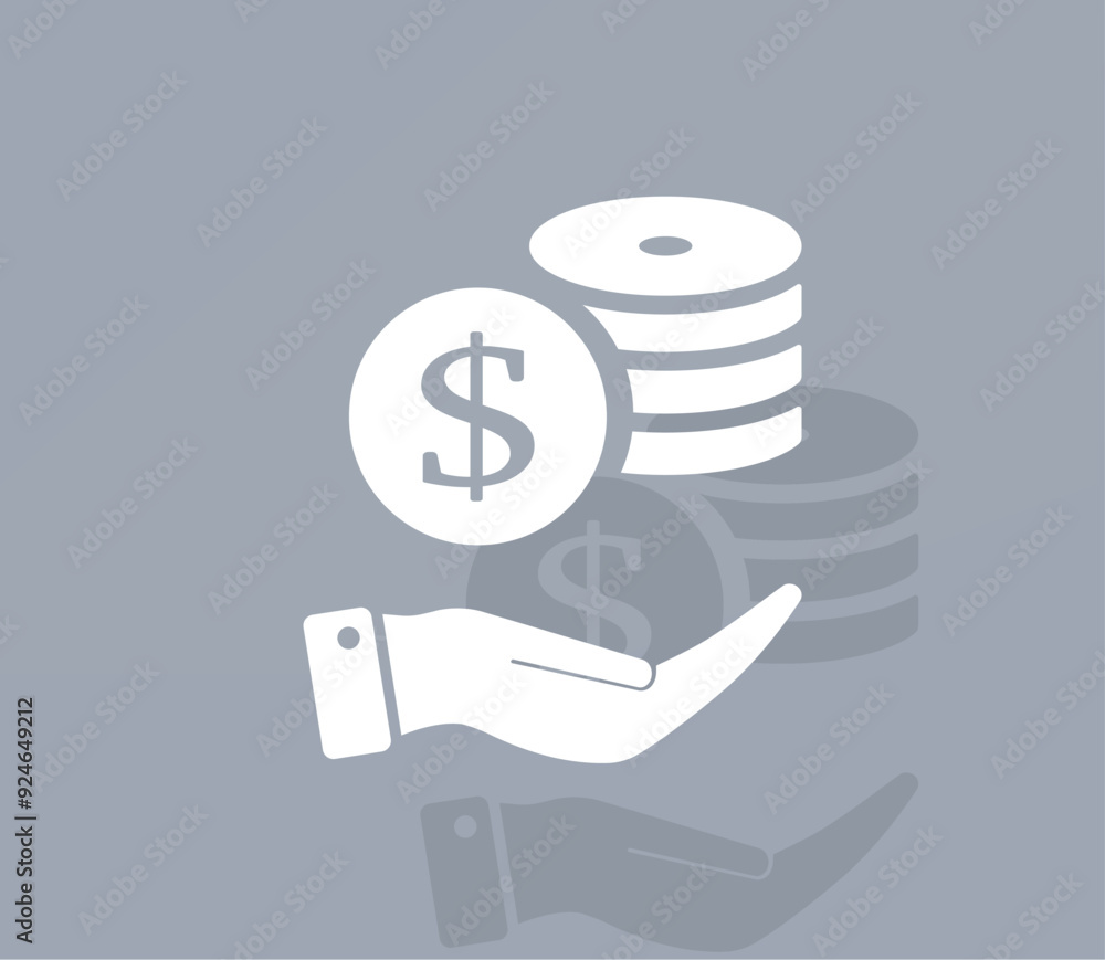Poster vector ion of white color with shadow on gray background
