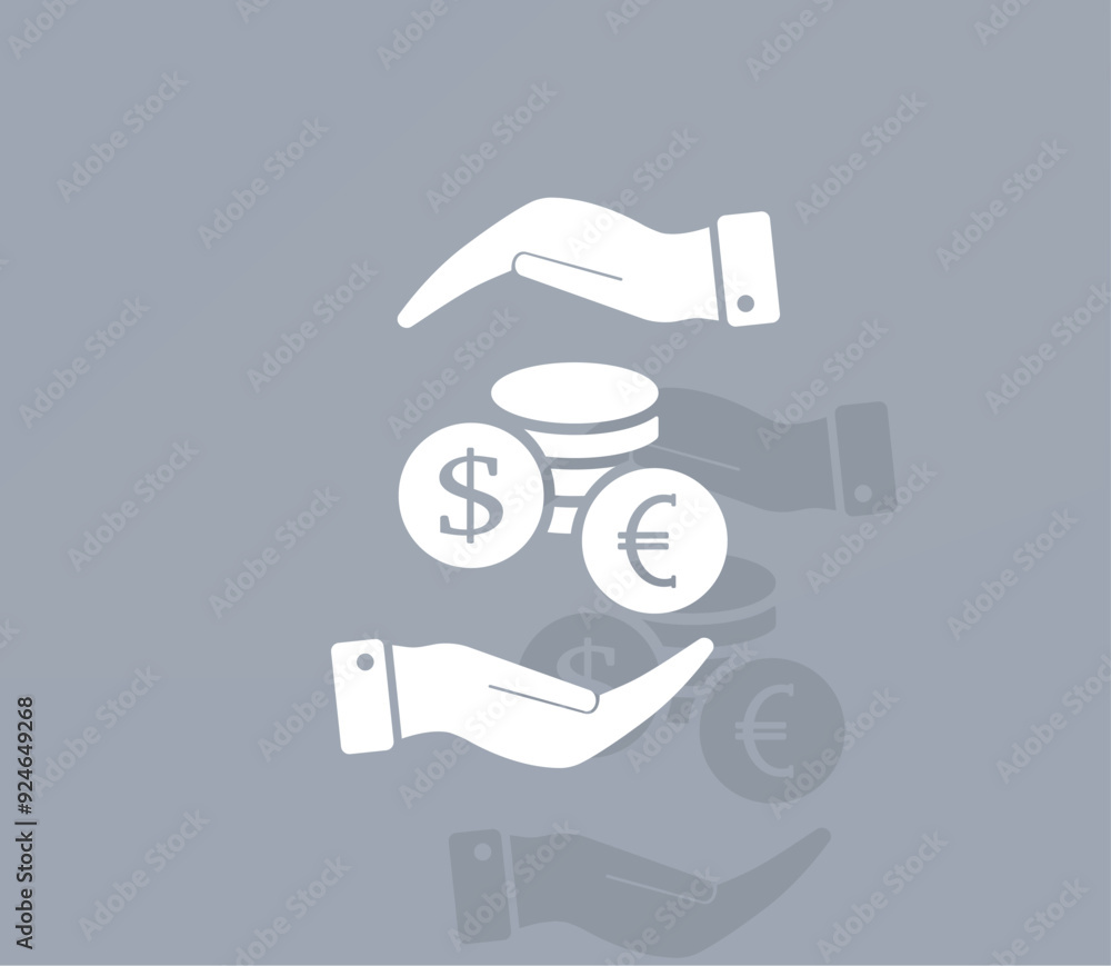Poster vector ion of white color with shadow on gray background