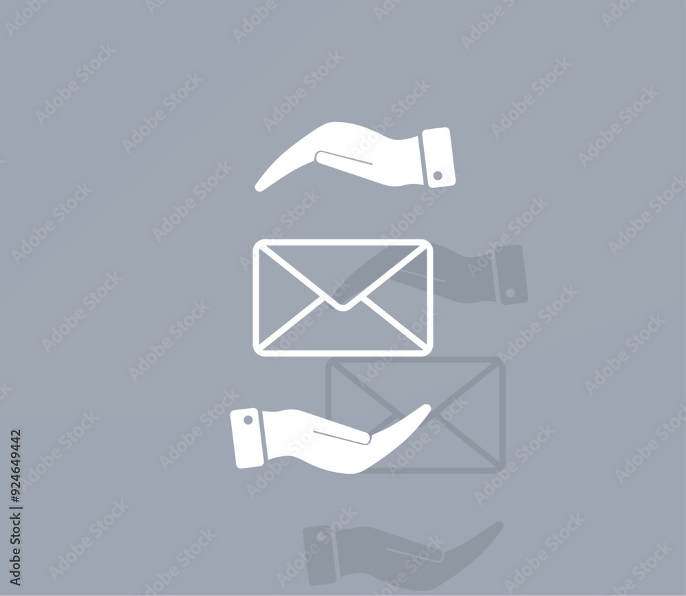Poster vector ion of white color with shadow on gray background