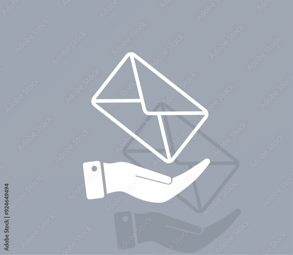 Poster vector ion of white color with shadow on gray background
