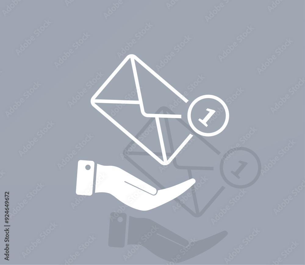 Poster vector ion of white color with shadow on gray background