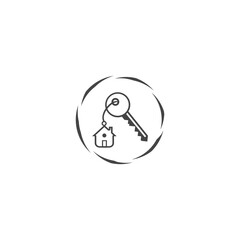 House with key icon in circle buttons. isolated on white background.