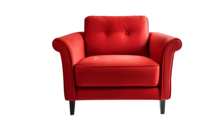 A luxurious vintage red leather armchair, isolated on a white background, perfect for home interior decor