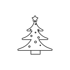 Christmas tree line icon with star. Christmas design element.