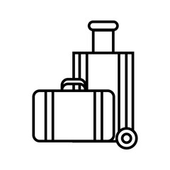 travel bag icon set. vacation, baggage and luggage symbol.