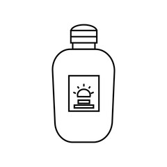 Fototapeta premium Simple sunscreen line icon. Stroke pictogram. Vector illustration isolated on a white background.