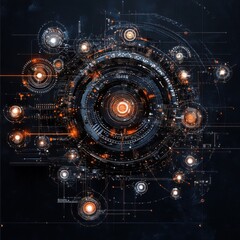 Fototapeta premium Futuristic AI Algorithm Conceptualized with Interconnected Gears and Circuits