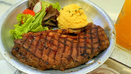 Luxurious and glorious sirloin steak dinner with premium sides a feast for the senses along with...