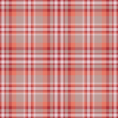 Plaid seamless pattern in red. Check fabric texture. Vector textile print.