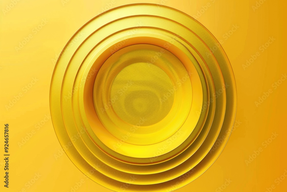 Poster A close-up shot of a circular object on a bright yellow background, suitable for use in designs where simplicity and elegance are key