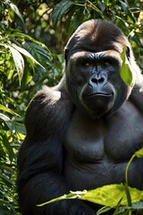 Gorilla in a Jungle Clearing