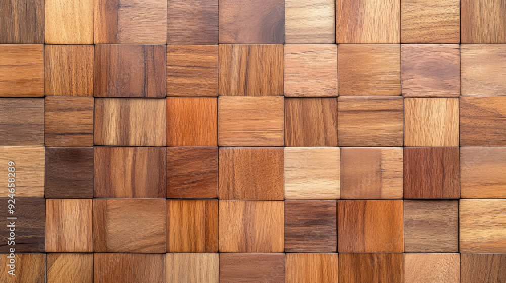 Poster a background of parquet wood floor with small geometrically arranged blocks creating a complex elega