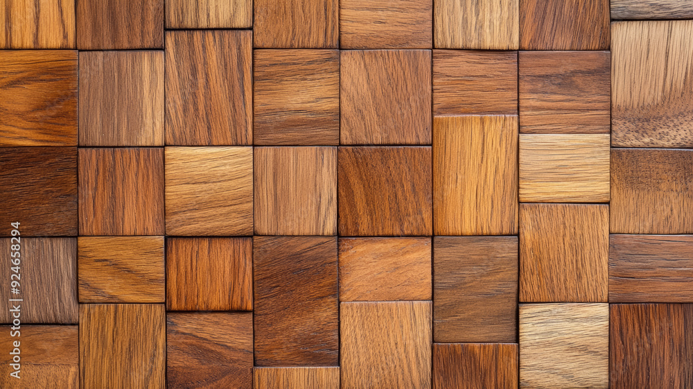 Poster a background of parquet wood floor with small geometrically arranged blocks creating a complex elega