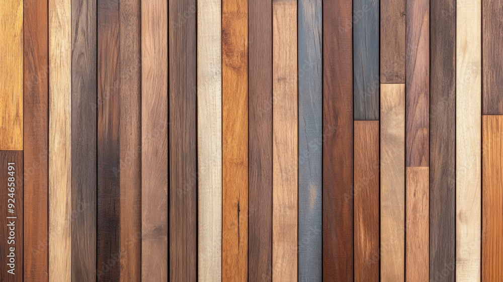 Poster a background of rustic reclaimed wood floor with weathered distressed planks and unique variations i