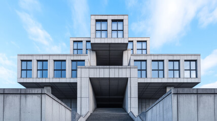 Fototapeta premium A brutalist government building its fortress like appearance emphasized by massive concrete walls and small recessed windows 