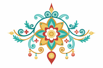 Colorful Floral Design with Swirls and Beads