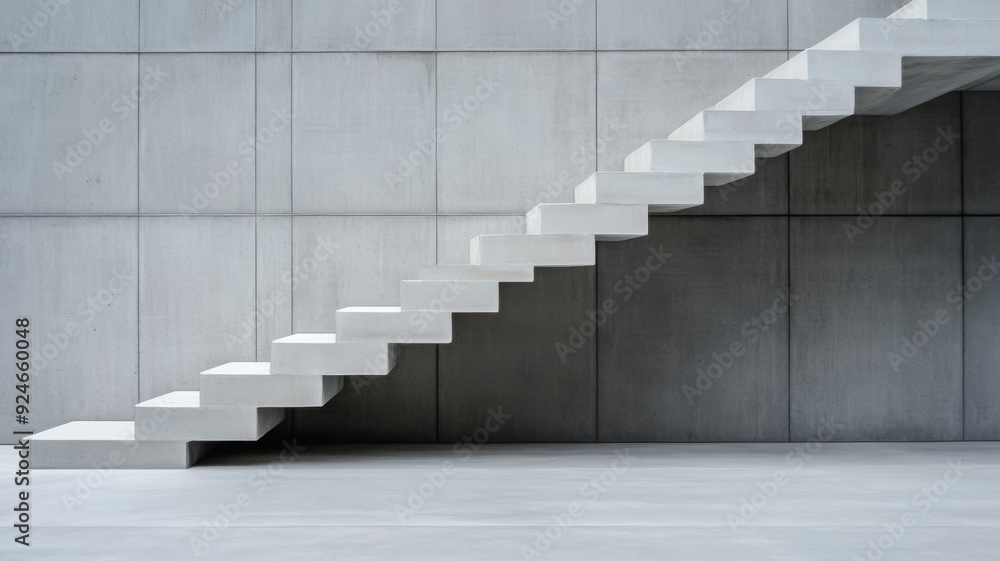 Aufkleber a close up of a brutalist staircase raw concrete steps with sharp angles and strong lines creating a