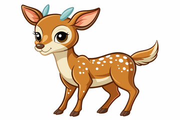 Fototapeta premium Cartoon Illustration of a Spotted Fawn with Blue Antlers