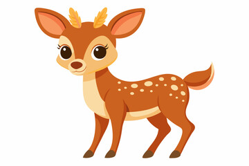 Cartoon Illustration of a Spotted Fawn with Antlers