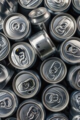Close-up shot of multiple soda cans