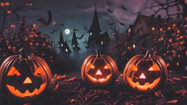 Halloween day aesthetic, Halloween concept background, Halloween collage wallpaper, ai generated