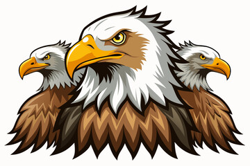 Obraz premium Three Bald Eagles with Feathers and Sharp Eyes