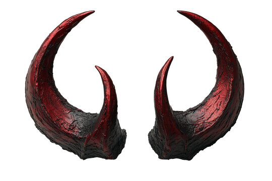 Halloween red devil horns. Cutout satan character horns design element