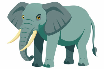 Fototapeta premium A cartoon illustration of a gray elephant with large ears and tusks