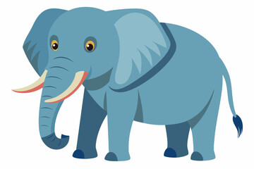 Obraz premium Cartoon illustration of a blue elephant with big ears and tusks
