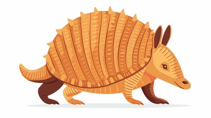 Adorable armadillo standing rolled up clipart, simple cartoon 2D, flat art