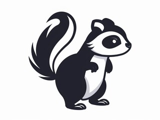 Obraz premium Playful lemur standing with tail up clipart, simple cartoon 2D, flat art