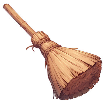 recommend clip art: a 2d cartoon clipart drawing of a broomstick on an isolated transparent background