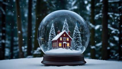 snow globe in the forest