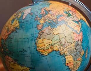 Globe displaying the world map, highlighting global geography and international perspective.