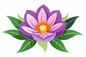 Purple Flower with Green Leaves