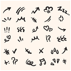 Line movement effect element With illustration style doodle and line art