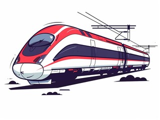 High-speed bullet train clipart, modern transport, flat art, simple cartoon 2D