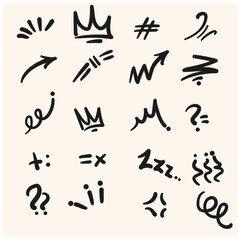 motion effect element icon line decoration With illustration style doodle and line art