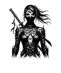 Obraz premium Samurai Ninja Woman
